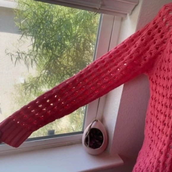 Forever 21 | Neon Pink Crochet Knit Pullover Sweater, Size S - Picture 2 of 6